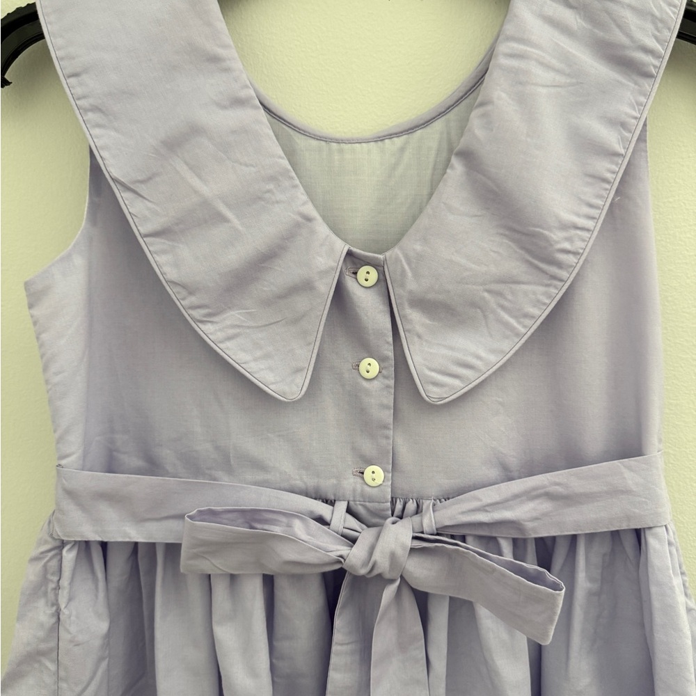 Strasburg Lilac Sleeveless Dress with Peter Pan Collar & V- back - Picture 5 of 8